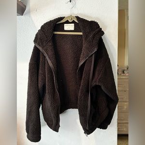 Black Aéropostale teddy jacket; S